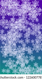 Beautiful Christmas Background with Falling Snowflakes. Element of Design with Snow for a Postcard, Invitation Card, Banner, Flyer. Vector Falling Snowflakes on a Blue Background
