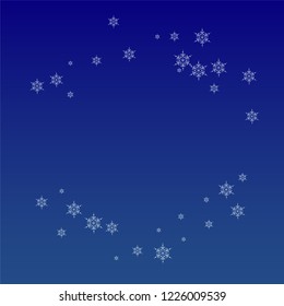 Beautiful Christmas Background with Falling Snowflakes.  Element of Design with Snow for a Postcard, Invitation Card, Banner, Flyer.  Vector Falling Snowflakes on a Blue Winter Background
