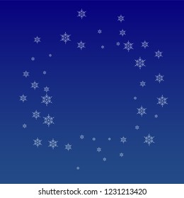 Beautiful Christmas Background with Falling Snowflakes.  Element of Design with Snow for a Postcard, Invitation Card, Banner, Flyer.  Vector Falling Snowflakes on a Blue Winter Background
