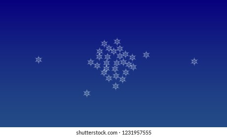 Beautiful Christmas Background with Falling Snowflakes.  Element of Design with Snow for a Postcard, Invitation Card, Banner, Flyer.  Vector Falling Snowflakes on a Blue Winter Background
