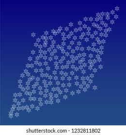 Beautiful Christmas Background with Falling Snowflakes. Element of Design with Snow for a Postcard, Invitation Card, Banner, Flyer. Vector Falling Snowflakes on a Blue Background


