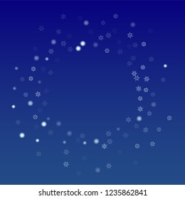 Beautiful Christmas Background with Falling Snowflakes.  Element of Design with Snow for a Postcard, Invitation Card, Banner, Flyer.  Vector Falling Snowflakes on a Blue Winter Background
