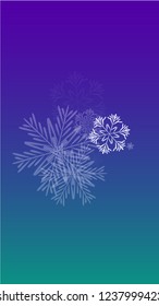 Beautiful Christmas Background with Falling Snowflakes.  Element of Design with Snow for a Postcard, Invitation Card, Banner, Flyer.  Vector Falling Snowflakes on a Blue Winter Background

