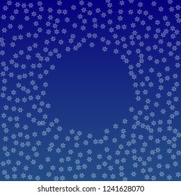 Beautiful Christmas Background with Falling Snowflakes. Element of Design with Snow for a Postcard, Invitation Card, Banner, Flyer. Vector Falling Snowflakes on a Blue Background