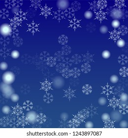 Beautiful Christmas Background with Falling Snowflakes. Element of Design with Snow for a Postcard, Invitation Card, Banner, Flyer. Vector Falling Snowflakes on a Blue Background


