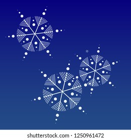 Beautiful Christmas Background with Falling Snowflakes.  Element of Design with Snow for a Postcard, Invitation Card, Banner, Flyer.  Vector Falling Snowflakes on a Blue Winter Background
