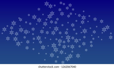 Beautiful Christmas Background with Falling Snowflakes. Element of Design with Snow for a Postcard, Invitation Card, Banner, Flyer. Vector Falling Snowflakes on a Blue Background
