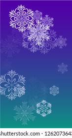 Beautiful Christmas Background with Falling Snowflakes.  Element of Design with Snow for a Postcard, Invitation Card, Banner, Flyer.  Vector Falling Snowflakes on a Blue Winter Background
