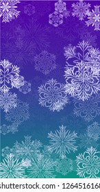 Beautiful Christmas Background with Falling Snowflakes. Element of Design with Snow for a Postcard, Invitation Card, Banner, Flyer. Vector Falling Snowflakes on a Blue Background
