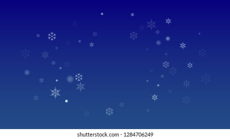 Beautiful Christmas Background with Falling Snowflakes. Element of Design with Snow for a Postcard, Invitation Card, Banner, Flyer. Vector Falling Snowflakes on a Blue Background
