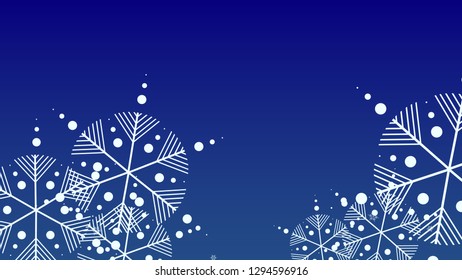 Beautiful Christmas Background with Falling Snowflakes.  Element of Design with Snow for a Postcard, Invitation Card, Banner, Flyer.  Vector Falling Snowflakes on a Blue Winter Background
