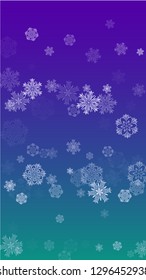 Beautiful Christmas Background with Falling Snowflakes.  Element of Design with Snow for a Postcard, Invitation Card, Banner, Flyer.  Vector Falling Snowflakes on a Blue Winter Background
