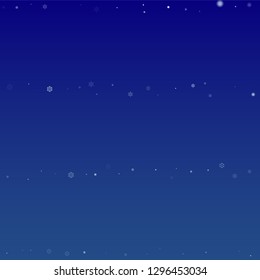 Beautiful Christmas Background with Falling Snowflakes.  Element of Design with Snow for a Postcard, Invitation Card, Banner, Flyer.  Vector Falling Snowflakes on a Blue Winter Background

