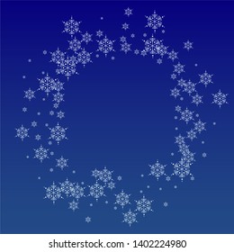 Beautiful Christmas Background with Falling Snowflakes.  Element of Design with Snow for a Postcard, Invitation Card, Banner, Flyer.  Vector Falling Snowflakes on a Blue Winter Background
