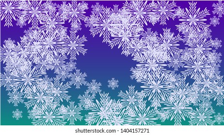Beautiful Christmas Background with Falling Snowflakes. Element of Design with Snow for a Postcard, Invitation Card, Banner, Flyer. Vector Falling Snowflakes on a Blue Background
