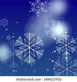 Beautiful Christmas Background with Falling Snowflakes. Element of Design with Snow for a Postcard, Invitation Card, Banner, Flyer. Vector Falling Snowflakes on a Blue Background


