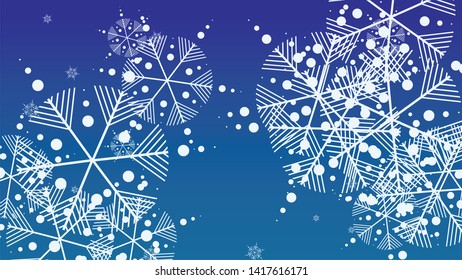 Beautiful Christmas Background with Falling Snowflakes. Element of Design with Snow for a Postcard, Invitation Card, Banner, Flyer. Vector Falling Snowflakes on a Blue Background
