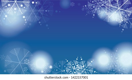 Beautiful Christmas Background with Falling Snowflakes. Element of Design with Snow for a Postcard, Invitation Card, Banner, Flyer. Vector Falling Snowflakes on a Blue Background
