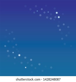 Beautiful Christmas Background with Falling Snowflakes.  Element of Design with Snow for a Postcard, Invitation Card, Banner, Flyer.  Vector Falling Snowflakes on a Blue Winter Background
