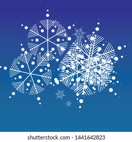 Beautiful Christmas Background with Falling Snowflakes. Element of Design with Snow for a Postcard, Invitation Card, Banner, Flyer. Vector Falling Snowflakes on a Blue Background


