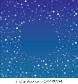 Beautiful Christmas Background with Falling Snowflakes. Element of Design with Snow for a Postcard, Invitation Card, Banner, Flyer. Vector Falling Snowflakes on a Blue Background


