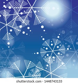 Beautiful Christmas Background with Falling Snowflakes. Element of Design with Snow for a Postcard, Invitation Card, Banner, Flyer. Vector Falling Snowflakes on a Blue Background


