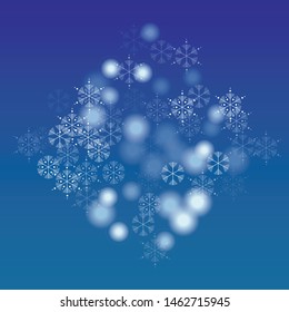 Beautiful Christmas Background with Falling Snowflakes. Element of Design with Snow for a Postcard, Invitation Card, Banner, Flyer. Vector Falling Snowflakes on a Blue Background


