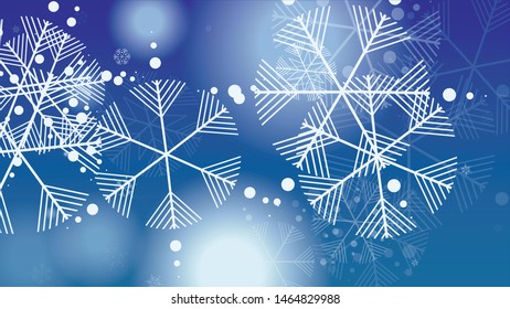 Beautiful Christmas Background with Falling Snowflakes. Element of Design with Snow for a Postcard, Invitation Card, Banner, Flyer. Vector Falling Snowflakes on a Blue Background
