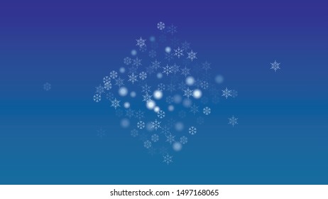 Beautiful Christmas Background with Falling Snowflakes. Element of Design with Snow for a Postcard, Invitation Card, Banner, Flyer. Vector Falling Snowflakes on a Blue Background
