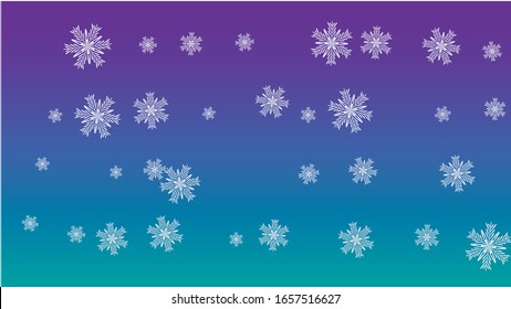 Beautiful Christmas Background with Falling Snowflakes.  Element of Design with Snow for a Postcard, Invitation Card, Banner, Flyer.  Vector Falling Snowflakes on a Blue Winter Background
