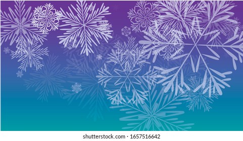 Hermoso contexto navideño con caídas de copos de nieve. Elemento de diseño con nieve para una postal, tarjeta de invitación, pancarta, volante.  El vector cae copos de nieve en un fondo invernal azul
