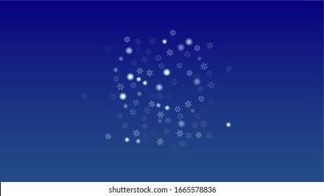 Beautiful Christmas Background with Falling Snowflakes. Element of Design with Snow for a Postcard, Invitation Card, Banner, Flyer. Vector Falling Snowflakes on a Blue Background
