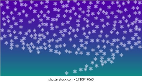 Beautiful Christmas Background with Falling Snowflakes.  Element of Design with Snow for a Postcard, Invitation Card, Banner, Flyer.  Vector Falling Snowflakes on a Blue Winter Background
