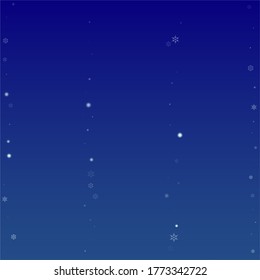 Beautiful Christmas Background with Falling Snowflakes.  Element of Design with Snow for a Postcard, Invitation Card, Banner, Flyer.  Vector Falling Snowflakes on a Blue Winter Background
