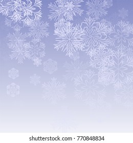 Beautiful Christmas Background with Falling Snowflakes. Element of Design with Snow for a Postcard, Invitation Card, Banner, Flyer. Vector Falling Snowflakes on a Blue Background