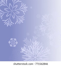 Beautiful Christmas Background with Falling Snowflakes. Element of Design with Snow for a Postcard, Invitation Card, Banner, Flyer. Vector Falling Snowflakes on a Blue Background
