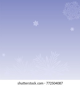 Beautiful Christmas Background with Falling Snowflakes. Element of Design with Snow for a Postcard, Invitation Card, Banner, Flyer. Vector Falling Snowflakes on a Blue Background