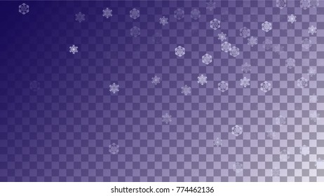 Beautiful Christmas Background with Falling Snowflakes. Element of Design with Snow for a Postcard, Invitation Card, Banner, Flyer. Vector Falling Snowflakes on a Blue Background