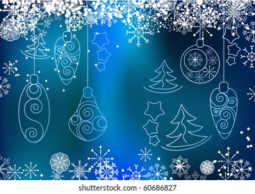 Beautiful christmas background with hanging balls