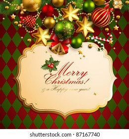 Beautiful christmas background with place for text. Vector illustration.