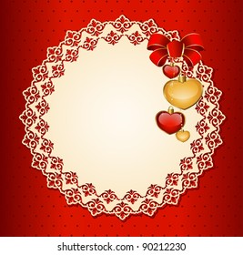 Beautiful Christmas background with red bow. Vector