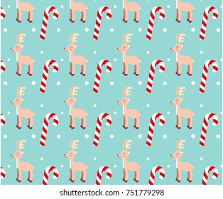 Beautiful Christmas Background Reindeer and candy cane
