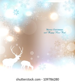 Beautiful Christmas background with reindeer and place for text.