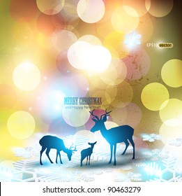 Beautiful Christmas background with reindeer and place for text.