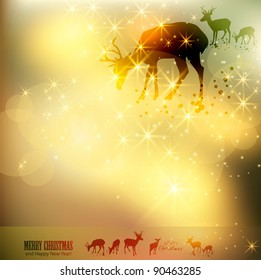 Beautiful Christmas background with reindeer and place for text.