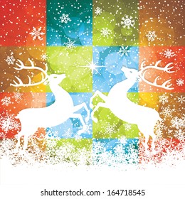 Beautiful Christmas background with reindeers.Vector