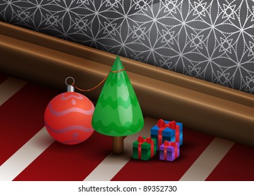 Beautiful Christmas Background with Small Pine Tree