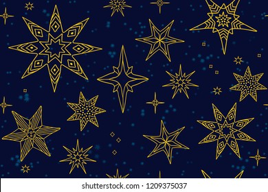 Beautiful Christmas background.  Winter seamless pattern with decorative stars.