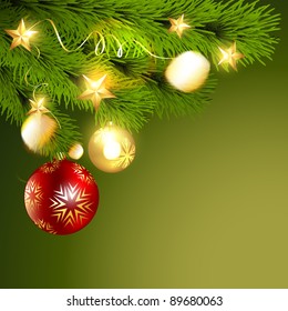 beautiful christmas ball hanging from tree