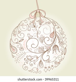 Beautiful Christmas ball illustration. Christmas Card